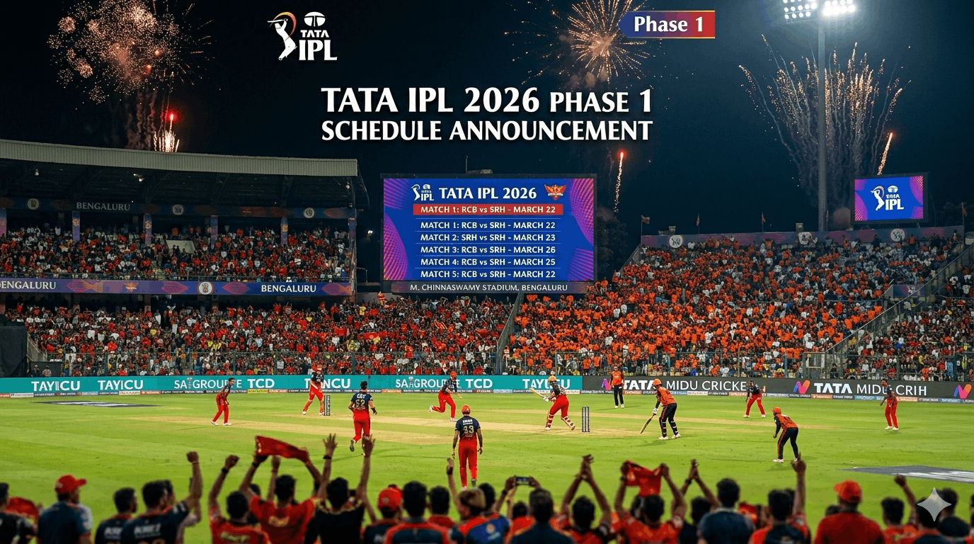 IPL 2026 Phase 1 official match schedule showing all 20 fixtures from March 28 to April 12